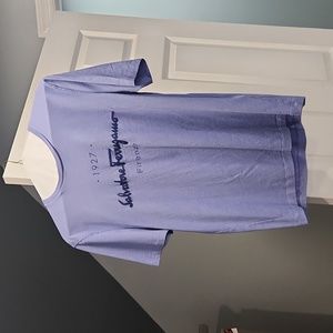 Large light blue Salvatore Ferragamo Logo-Print Cotton T-Shirt